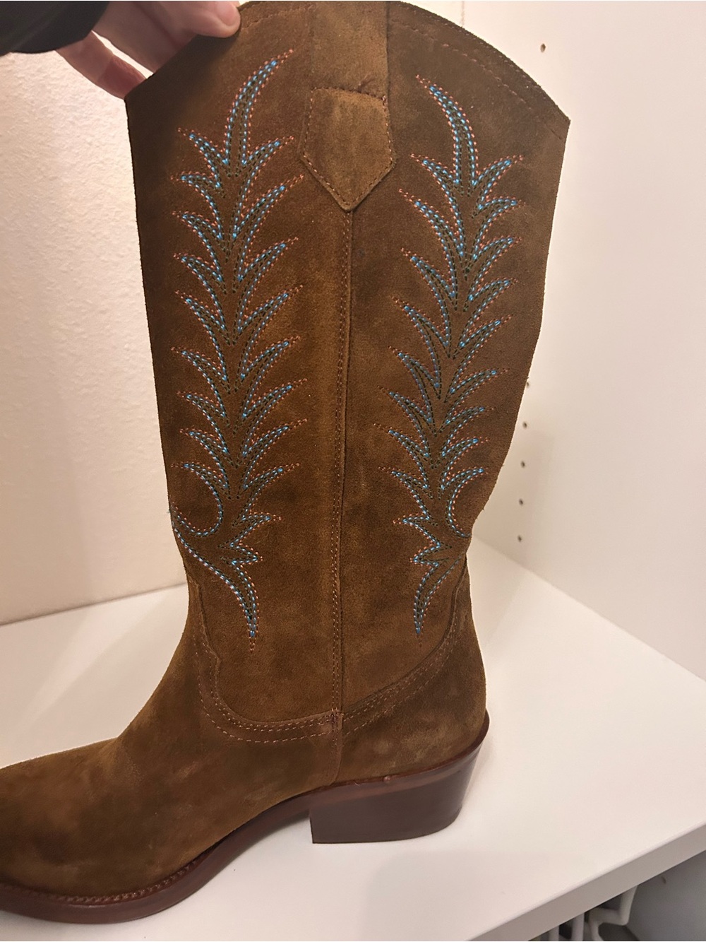 NWB Penelope Chilvers Goldie Embroidered Cowboy Boots 223 Peat EU 37 US 6 - Picture 7 of 9
